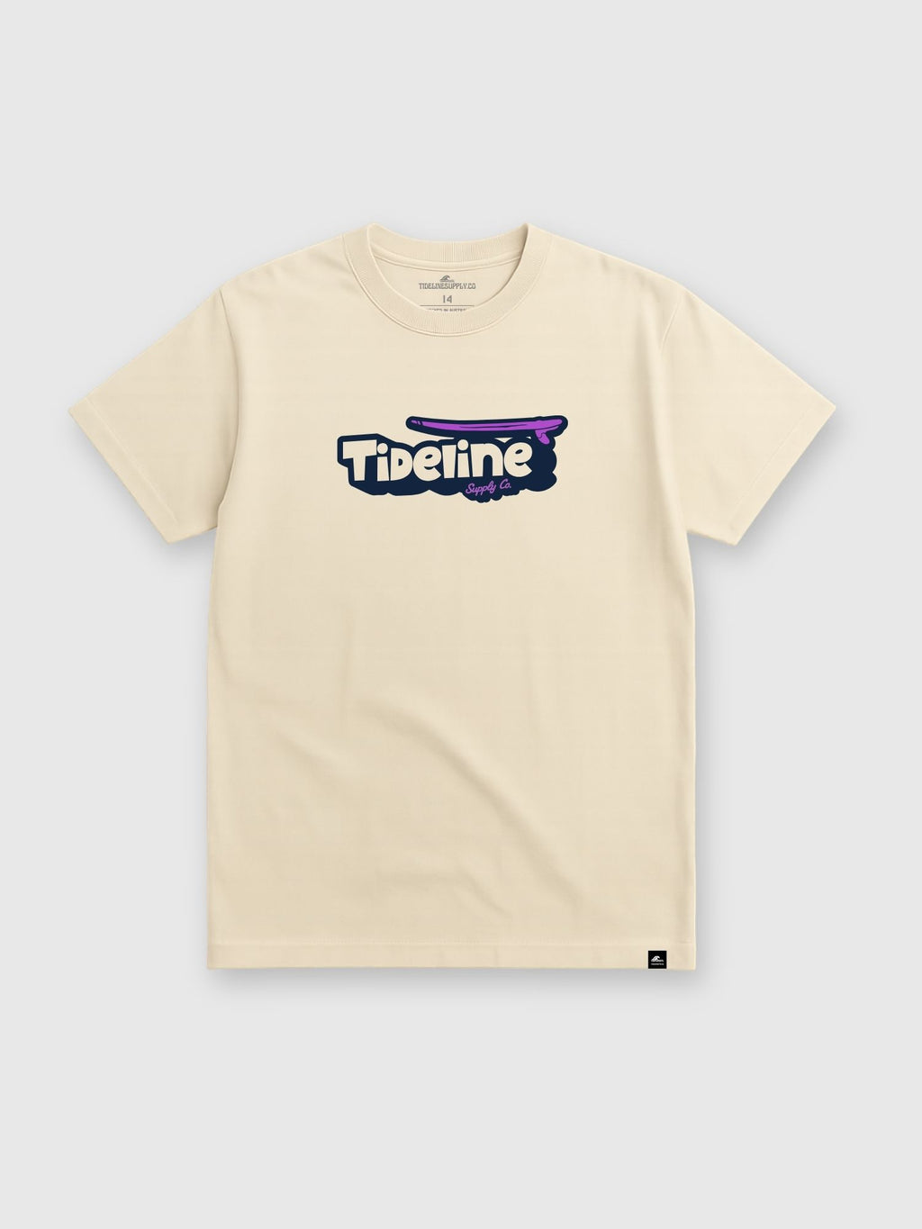 Purple Surfs Up Youth T-Shirt in soft, mid-weight combed cotton with classic surf graphic